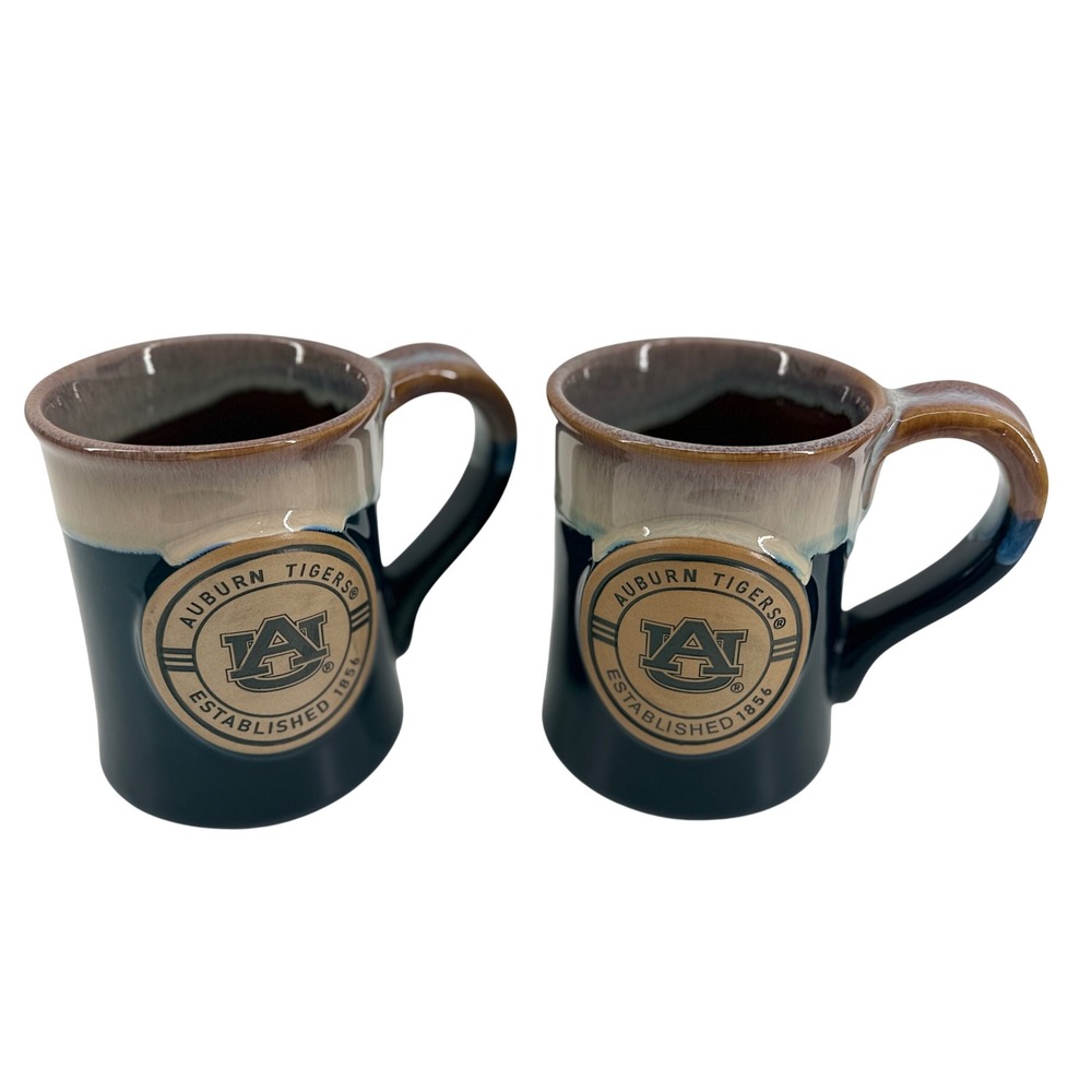 The Memory Company Auburn Tigers Mug Set 15oz Ceramic Navy Blue Orange SEC Tiger